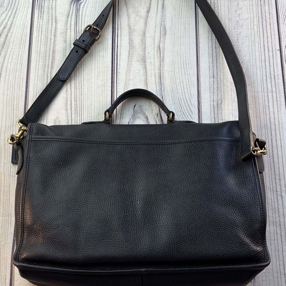 Coach Vintage VTG Sumpter Turnlock Briefcase Messenger Bag Black Brass Hang Tag - Picture 2 of 16